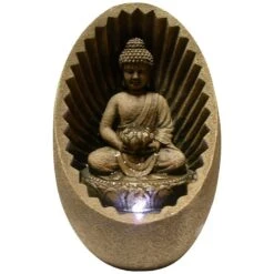 Alpine Buddha Sunburst 11"H Tabletop Zen Fountain With LED Light