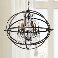 Troy Byron 27 1/4" Vintage Bronze And Crystal Chandelier