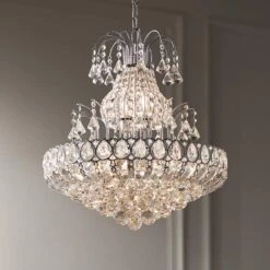 Calylah 21 1/2" Wide Chrome And Crystal Chandelier -Golden Lighting Shop calylah 21 and one half inch wide chrome and crystal chandelier 56n57cropped