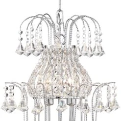 Calylah 21 1/2" Wide Chrome And Crystal Chandelier -Golden Lighting Shop calylah 21 and one half inch wide chrome and crystal chandelier 56n57views2
