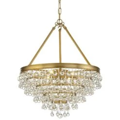 Calypso 20" Wide Vibrant Gold And Crystal Teardrop Chandelier -Golden Lighting Shop calypso 20 inch wide vibrant gold and crystal teardrop chandelier 61h96