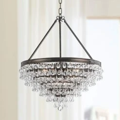 Calypso 24" Wide Vibrant Bronze And Crystal Chandelier