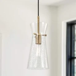 Capital Lighting Mila 6" Wide Aged Brass Crackle Glass Mini Pendant