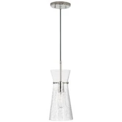 Capital Lighting Mila 6" Wide Nickel And Crackle Glass Mini Pendant -Golden Lighting Shop capital lighting mila 6 inch wide nickel and crackle glass mini pendant 617m3