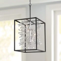 Carrine 15 1/4" Wide Black And Silver 4-Light Pendant Light