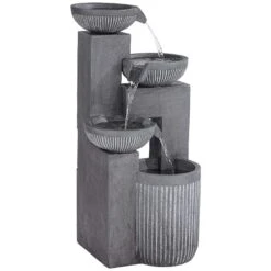 Casava 33" High Gray Stone 4-Bowl Outdoor LED Floor Fountain -Golden Lighting Shop casava 33 inch high gray stone 4 bowl outdoor led floor fountain 818g2