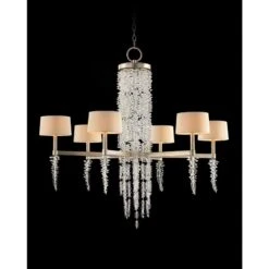 Cascading Crystal Waterfall 43 1/2"W Silver 6-Lt Chandelier