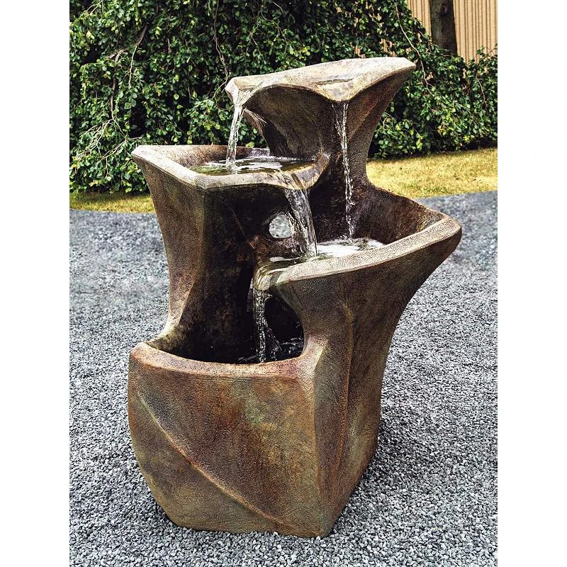 Cascading Pools 40" High Relic Nebbia LED Outdoor Fountain 3 Cascading Pools 40" High Relic Nebbia LED Outdoor Fountain