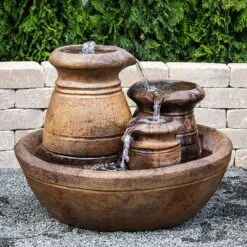 Cascading Urns 26 1/2" High Relic Lava LED Outdoor Fountain