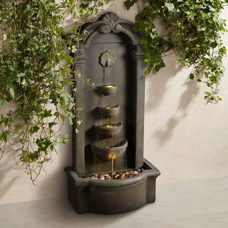 Cathedral 44" Traditional Stone Floor Fountain With Lights 3 Cathedral 44" Traditional Stone Floor Fountain With Lights