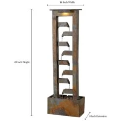 Channel 49" High Slate Stone Waterfall Fountain With Light -Golden Lighting Shop channel 49 inch high slate stone waterfall fountain with light 66k46views1