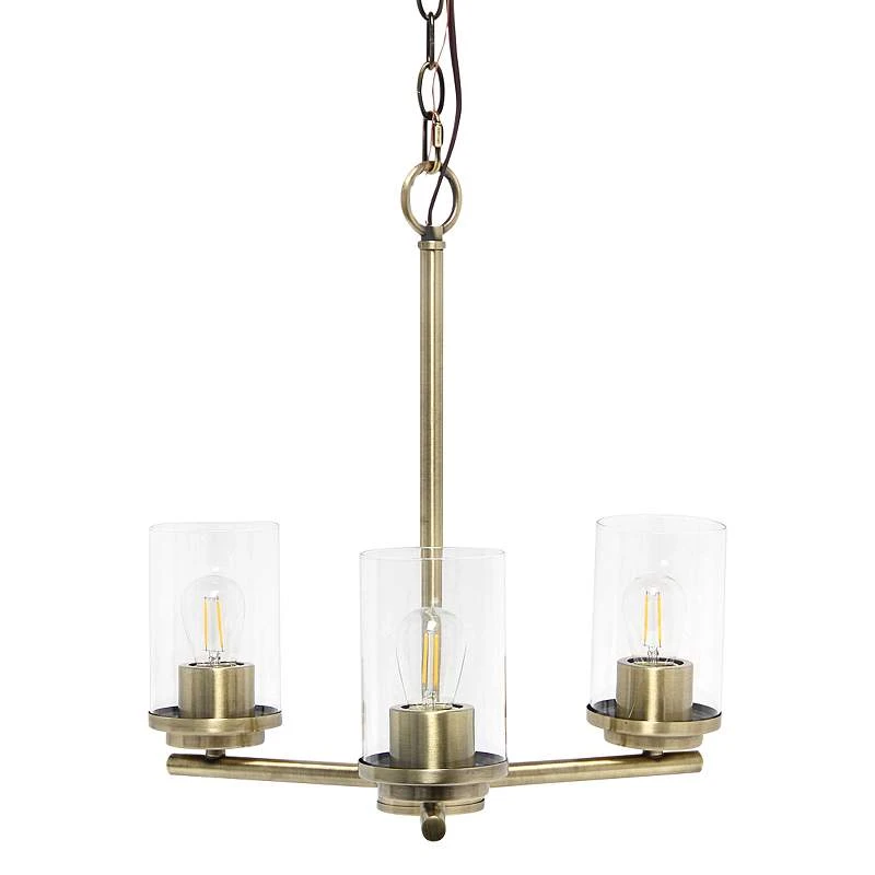 Classix 15" Wide Antique Brass Metal 3-Light Pendant 4 Classix 15" Wide Antique Brass Metal 3-Light Pendant - Image 2