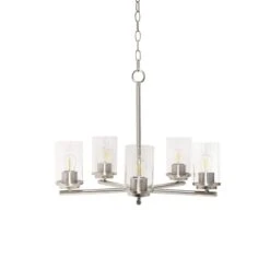 Classix 20 1/2" Wide Brushed Nickel Metal 5-Light Pendant -Golden Lighting Shop classix 20 and one half inch wide brushed nickel metal 5 light pendant 951m5