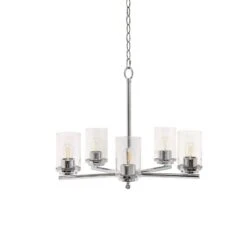 Classix 20 1/2" Wide Chrome Metal 5-Light Pendant -Golden Lighting Shop classix 20 and one half inch wide chrome metal 5 light pendant 952m5