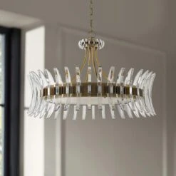 Coquette 29 3/4" Wide Antique Brass And Crystal Chandelier