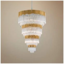 Corbett Charisma 36" Wide Gold Leaf Pendant Light