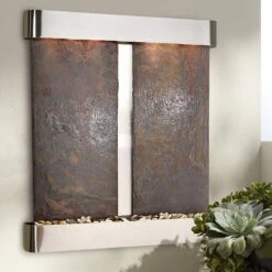 Cottonwood Falls Round Steel Multicolor 69"H Wall Fountain