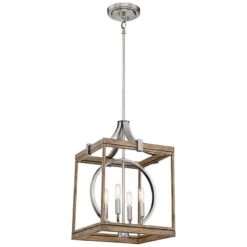 Country Estates 14 1/2" Wide Wood And Nickel 4-Light Pendant -Golden Lighting Shop country estates 14 and one half inch wide wood and nickel 4 light pendant 78j36