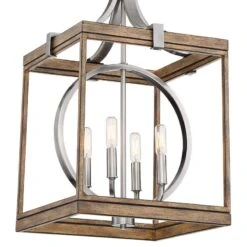 Country Estates 14 1/2" Wide Wood And Nickel 4-Light Pendant -Golden Lighting Shop country estates 14 and one half inch wide wood and nickel 4 light pendant 78j36views1