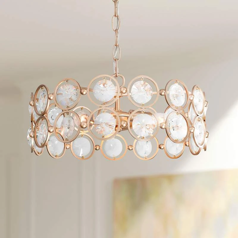 Crays 15" Wide Gold Crystal 3-Light Chandelier 3 Crays 15" Wide Gold Crystal 3-Light Chandelier