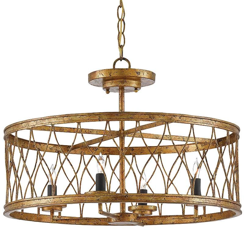 Crisscross 22" Wide 4-Light Gold Leaf Pendant Light 4 Crisscross 22" Wide 4-Light Gold Leaf Pendant Light - Image 2