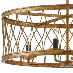 Crisscross 22" Wide 4-Light Gold Leaf Pendant Light 8 Crisscross 22" Wide 4-Light Gold Leaf Pendant Light -Golden Lighting Shop crisscross 22 inch wide 4 light gold leaf pendant light 92t23views1