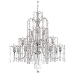 Crystal Rain 37" Wide 18-Light Crystal Chandelier -Golden Lighting Shop crystal rain 37 inch wide 18 light crystal chandelier 6v862