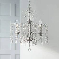 Crystal Rain Chrome 2-Light Swag Chandelier -Golden Lighting Shop crystal rain chrome 2 light swag chandelier 30m91views6