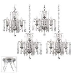 Crystal Rain Chrome 4-Light Swag Chandelier