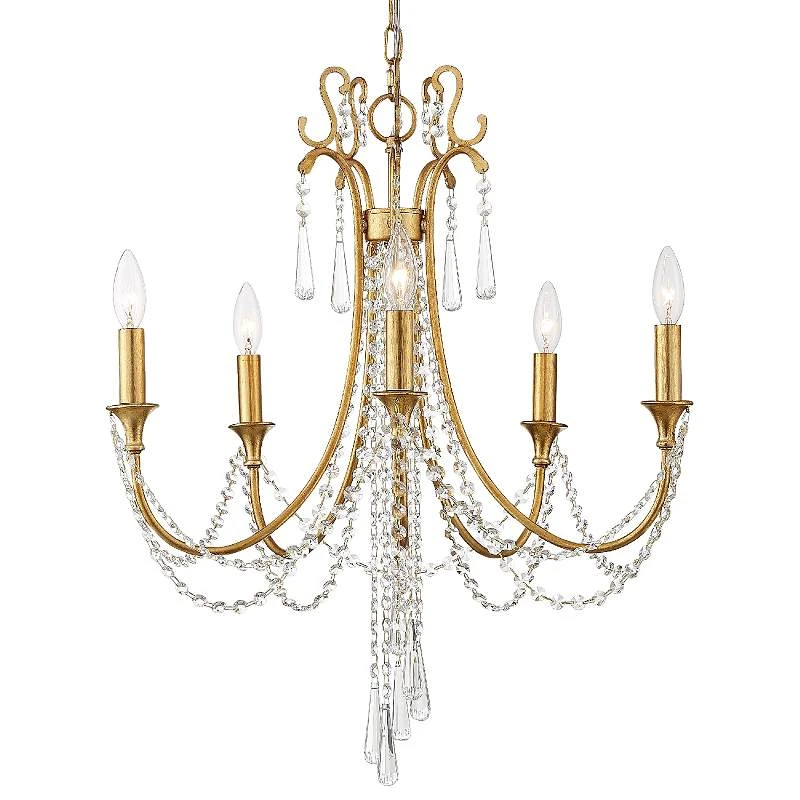 Crystorama Arcadia 23 1/2"W Antique Gold 5-Light Chandelier 3 Crystorama Arcadia 23 1/2"W Antique Gold 5-Light Chandelier