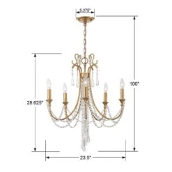 Crystorama Arcadia 23 1/2"W Antique Gold 5-Light Chandelier 9 Crystorama Arcadia 23 1/2"W Antique Gold 5-Light Chandelier -Golden Lighting Shop crystorama arcadia 23 and one half inchw antique gold 5 light chandelier 83f51views3
