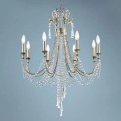Crystorama Arcadia 27"W Antique Silver Crystal Chandelier