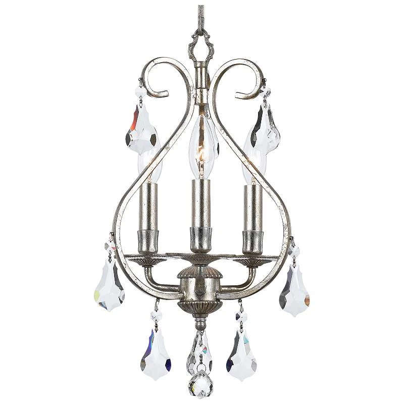 Crystorama Ashton 10"W Olde Silver 3-Light Mini Chandelier 4 Crystorama Ashton 10"W Olde Silver 3-Light Mini Chandelier - Image 2