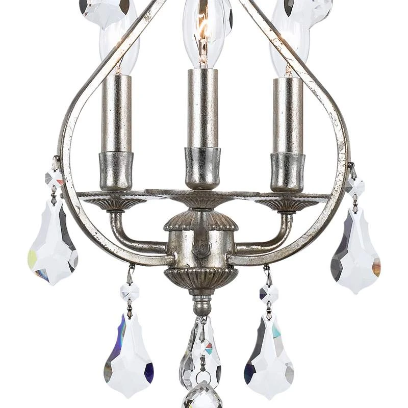 Crystorama Ashton 10"W Olde Silver 3-Light Mini Chandelier 5 Crystorama Ashton 10"W Olde Silver 3-Light Mini Chandelier - Image 3