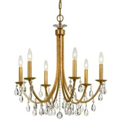 Crystorama Bridgehampton 26"W Antique Gold 6-Light Crystal Chandelier -Golden Lighting Shop crystorama bridgehampton 26 inchw antique gold 6 light crystal chandelier 444f1