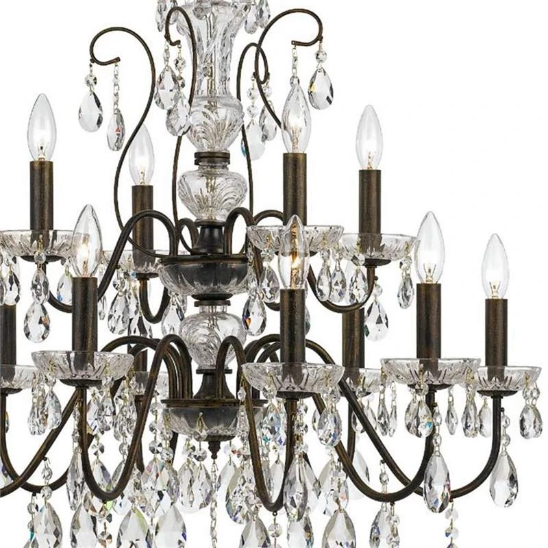 Crystorama Butler 29" W English Bronze 12-Light Crystal Chandelier 4 Crystorama Butler 29" W English Bronze 12-Light Crystal Chandelier - Image 2