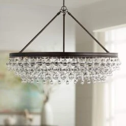 Crystorama Calypso 30" Wide Vibrant Bronze And Crystal Chandelier