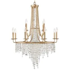 Crystorama Gabrielle 30" Wide 12-Light Antique Gold Crystal Chandelier -Golden Lighting Shop crystorama gabrielle 30 inch wide 12 light antique gold crystal chandelier 464e3