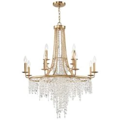 Crystorama Gabrielle 30" Wide 12-Light Antique Gold Crystal Chandelier -Golden Lighting Shop crystorama gabrielle 30 inch wide 12 light antique gold crystal chandelier 464e3views1