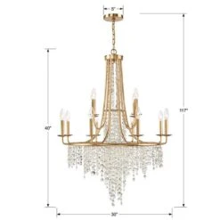 Crystorama Gabrielle 30" Wide 12-Light Antique Gold Crystal Chandelier -Golden Lighting Shop crystorama gabrielle 30 inch wide 12 light antique gold crystal chandelier 464e3views5