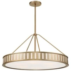 Crystorama Kendal 28" Wide Vibrant Gold Drum Pendant Light -Golden Lighting Shop crystorama kendal 28 inch wide vibrant gold drum pendant light 174n1views3