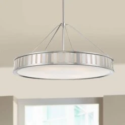 Crystorama Kendal 28"W Polished Nickel Drum Pendant Light