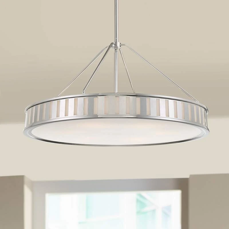 Crystorama Kendal 28"W Polished Nickel Drum Pendant Light 3 Crystorama Kendal 28"W Polished Nickel Drum Pendant Light
