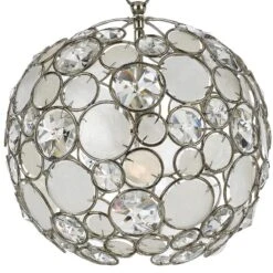 Crystorama Palla 13" Wide Antique Silver Orb Pendant Light -Golden Lighting Shop crystorama palla 13 inch wide antique silver orb pendant light v2030views2