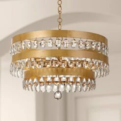 Crystorama Perla 21 3/4"W Antique Gold Crystal Chandelier