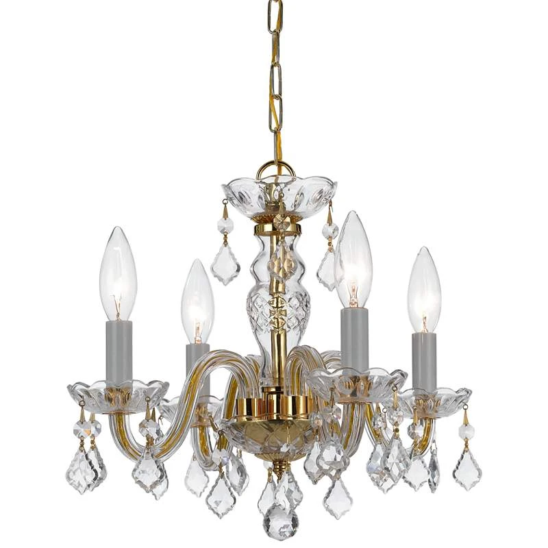 Crystorama Traditional Crystal 15"W Brass Crystal Mini Chandelier 3 Crystorama Traditional Crystal 15"W Brass Crystal Mini Chandelier