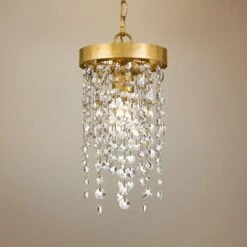 Crystorama Winham 7"W Antique Gold And Crystal Mini Pendant