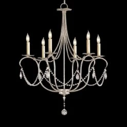 Currey And Company 27" Wide Silver Leaf Crystal Chandelier