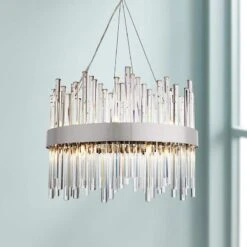 Dallas 20" Wide Chrome And Crystal Chandelier