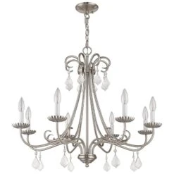 Daphne 29 3/4" Wide Brushed Nickel 8-Light Chandelier -Golden Lighting Shop daphne 29 and three quarter inch wide brushed nickel 8 light chandelier 69m12views2